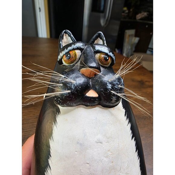 VTG Enesco Funny Bone Vicki Thomas Black Tuxedo Cat Figurine 1997 Fat Cat - Picture 1 of 16